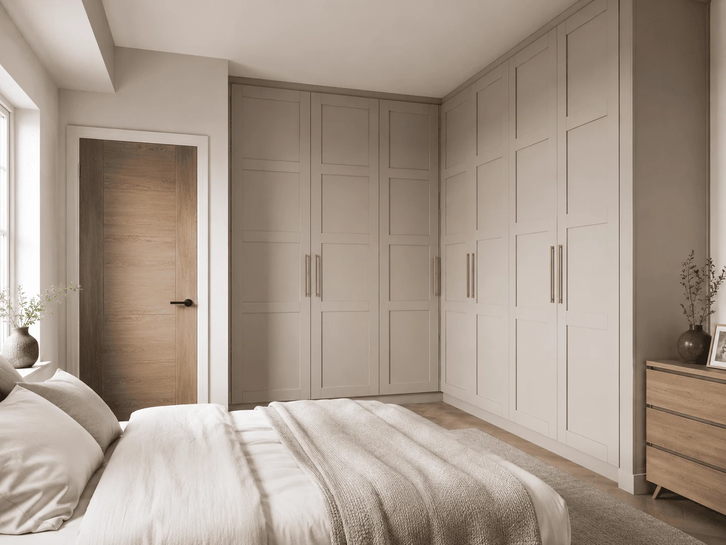use an l shaped wardrobe in an awkward corner