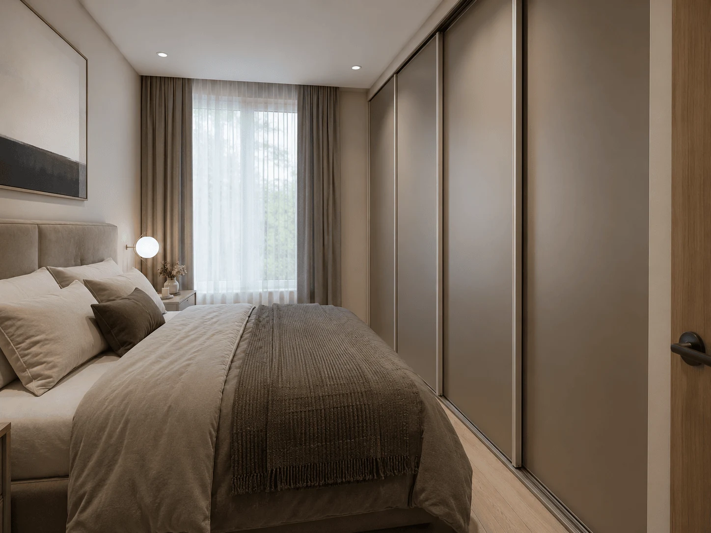 use slim sliding panels when the bed is too close modern wardrobe design