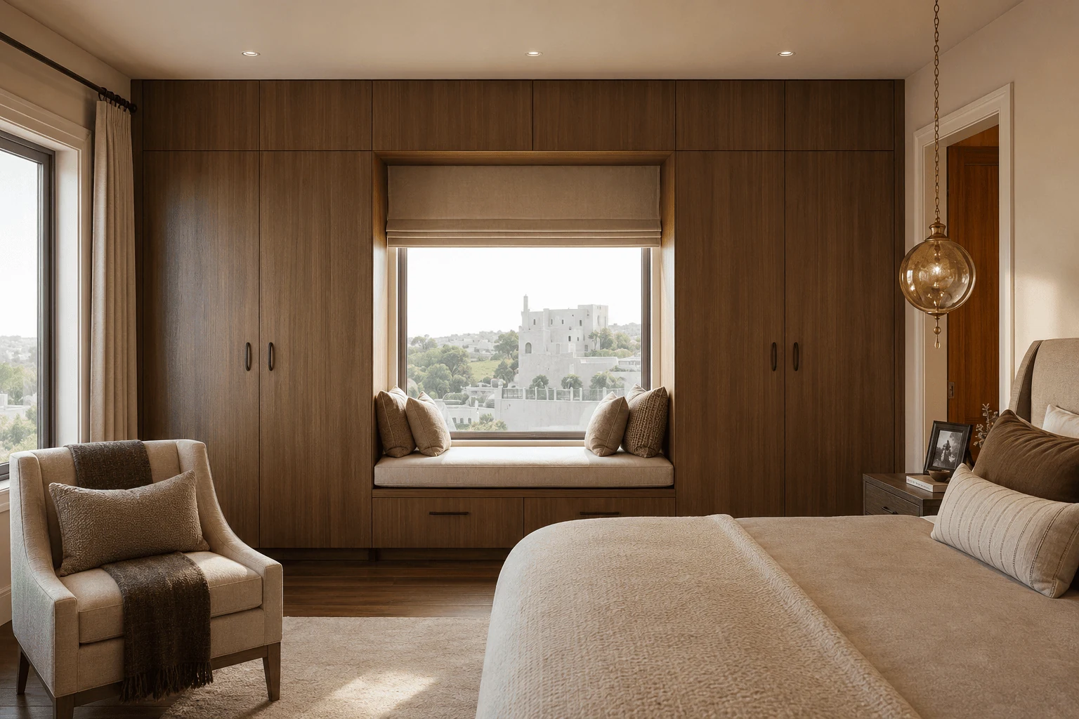 wrap the wardrobe around a window seat