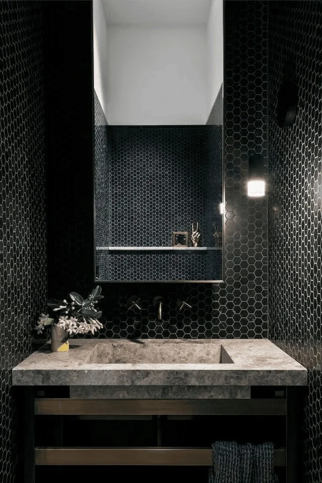 Moody and Dark Palette Small Bathroom Design