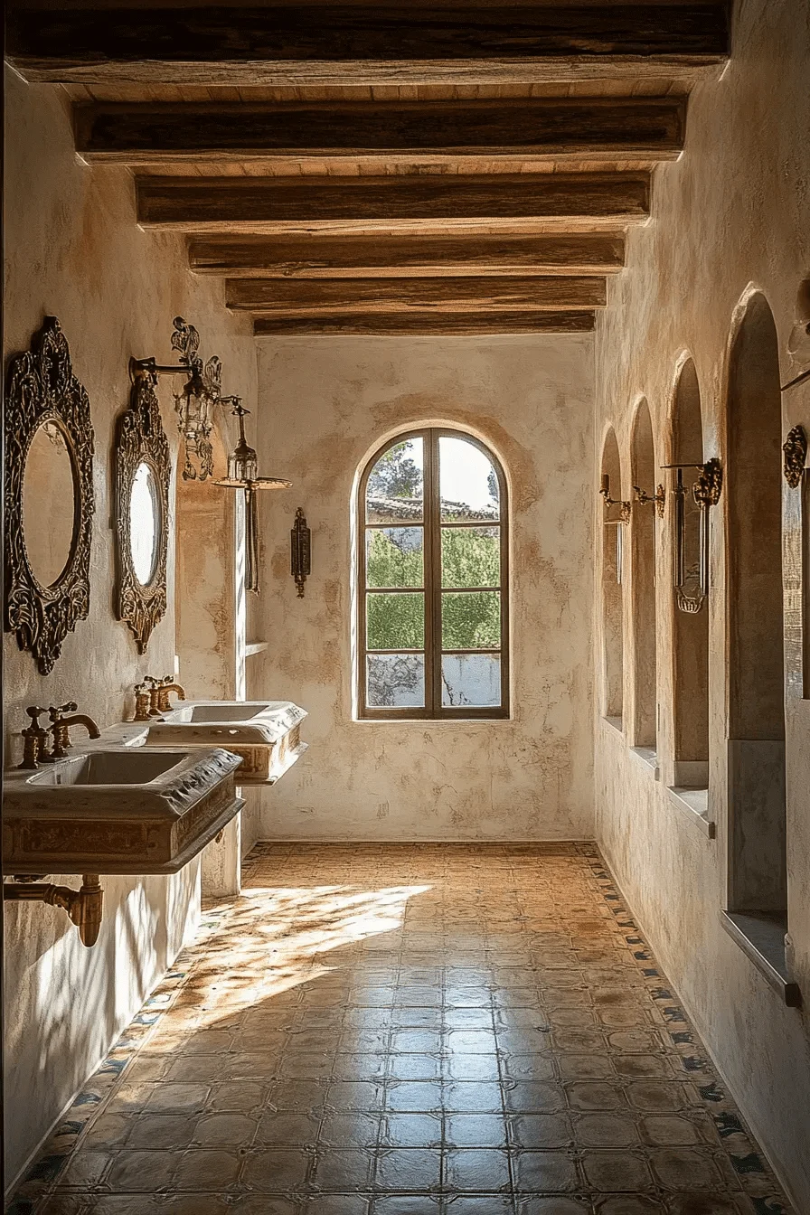 Moorish Arches Tuscan Style Bathroom Design Ideas