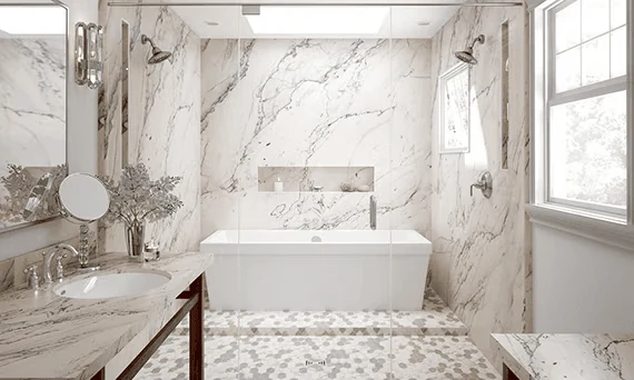 natural stone look bathroom floor tiles for a premium finish