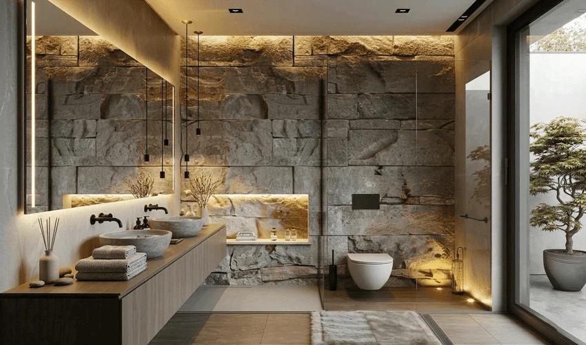 Natural Stone Clad Bathroom Design Ideas