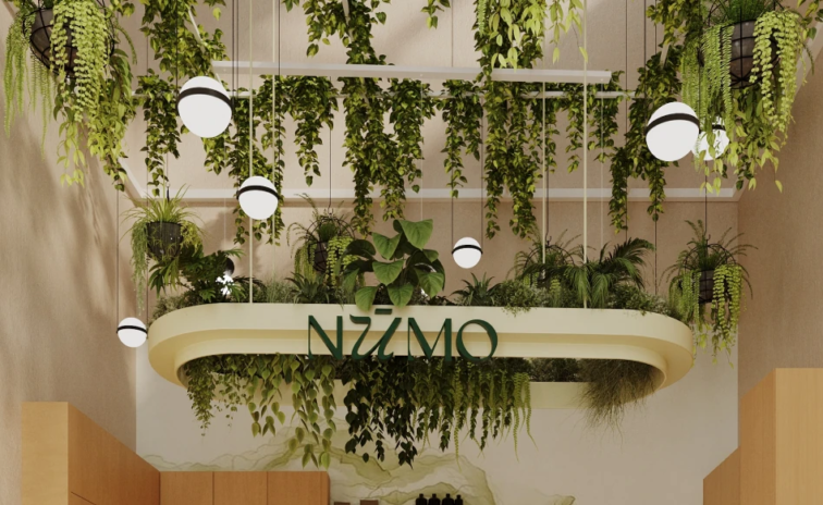 Numo Cafe back counter with concealed lighting in the cafe interior design