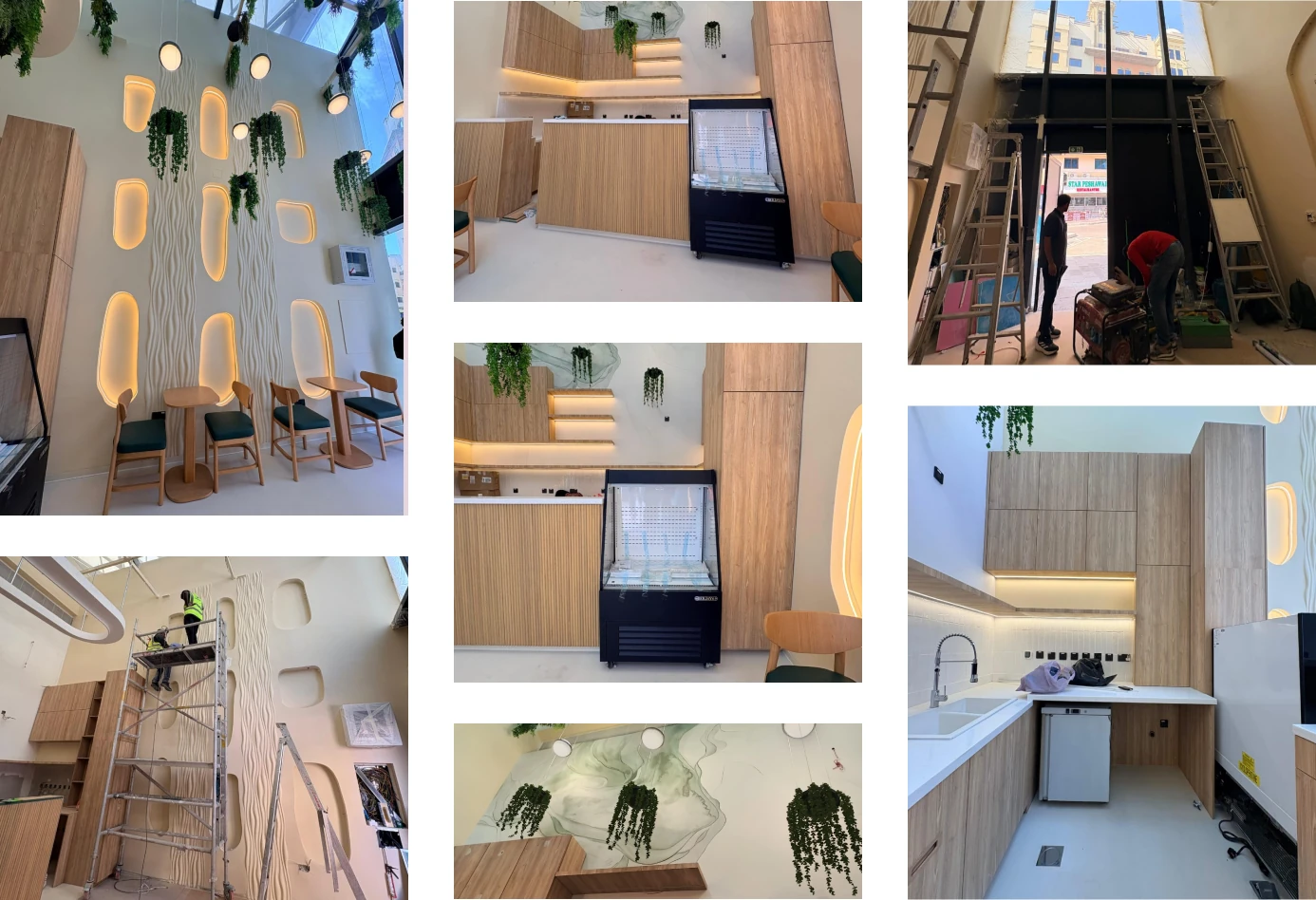 Site work during the Numo Cafe Japandi cafe interior design