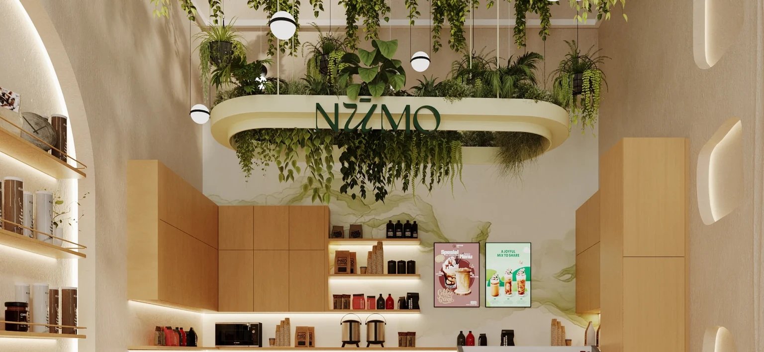 Numo Cafe Japandi cafe interior design at Al Ghubaiba RTA Bus Station in Bur Dubai