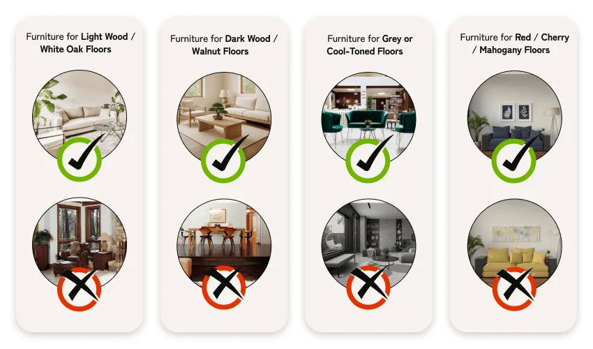 Perfect Combination of flooring and furniture ideas What colour furniture goes with your flooring for a stylish balanced home interior