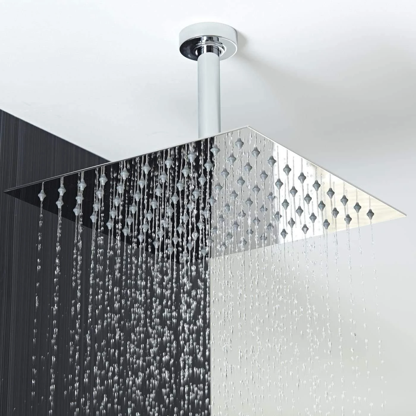 bathroom remodel ideas with a large ceiling mounted rainfall shower head