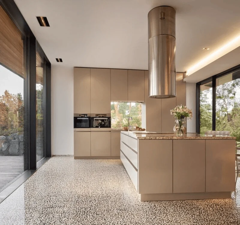 Sculpted open-plan kitchen