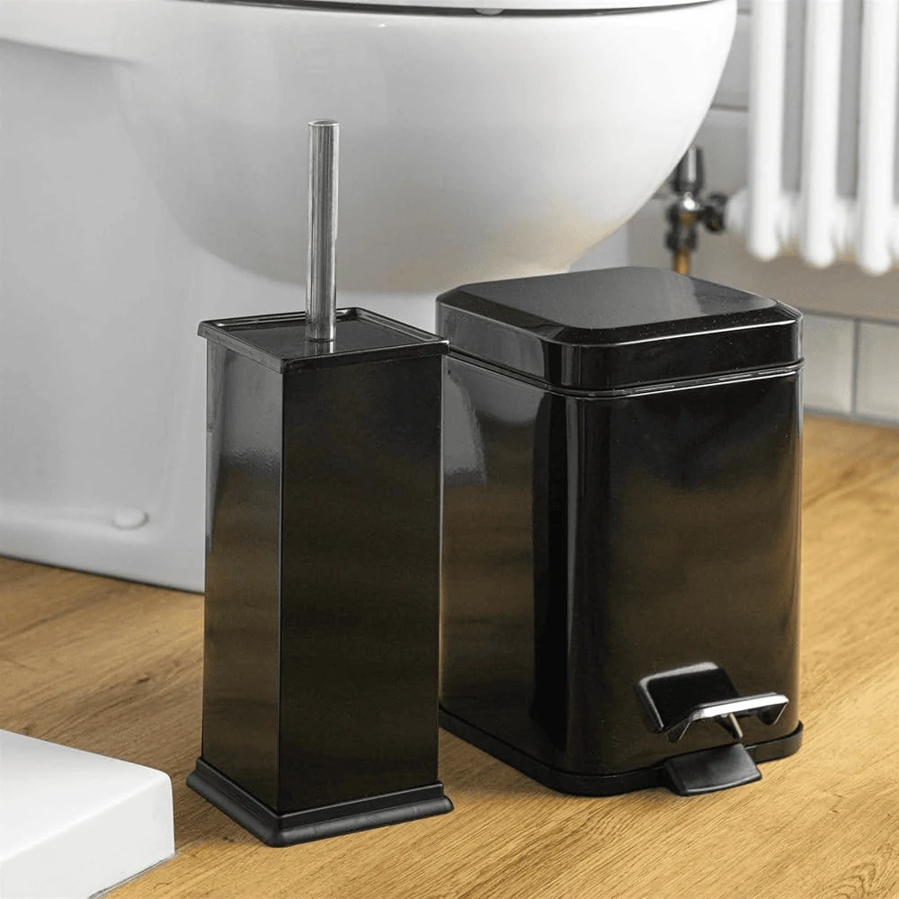 bathroom remodel ideas with a slimline matte bin and toilet brush set