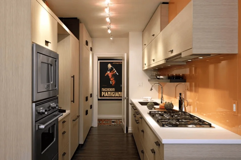 Soft neutral galley kitchen
