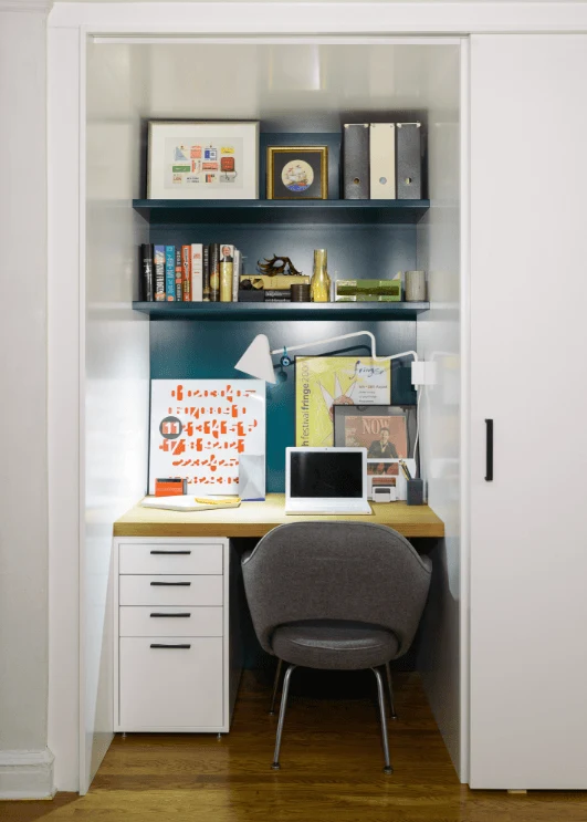 Turn a Closet Into a Compact Home Office home office designs