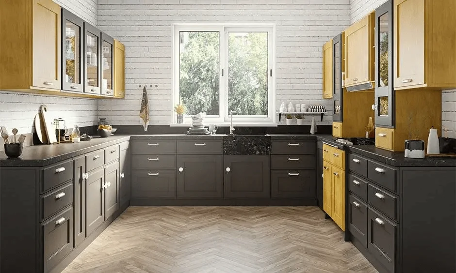 Two-tone U-shaped kitchen