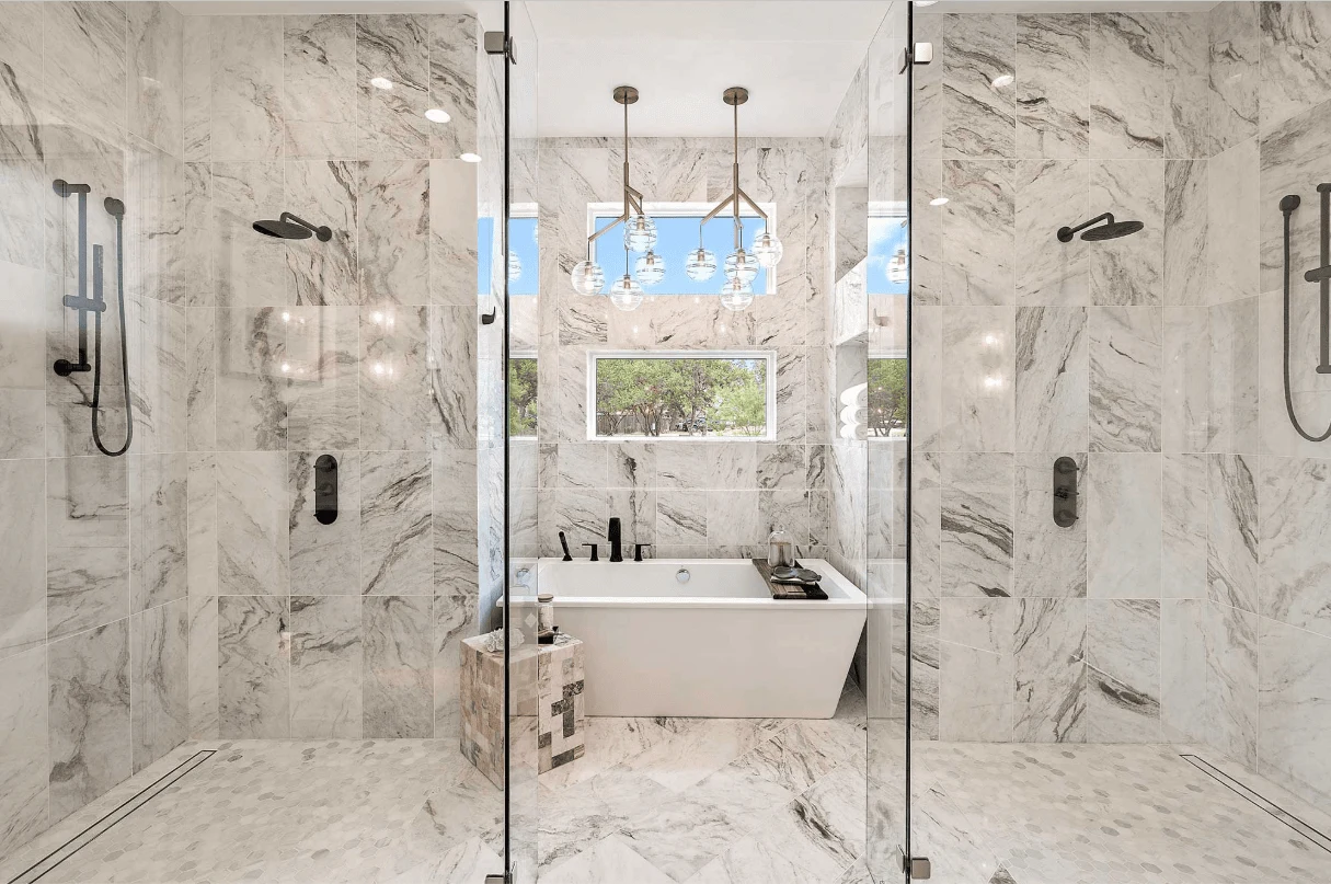 Walk In Double Shower Bathroom Design Ideas