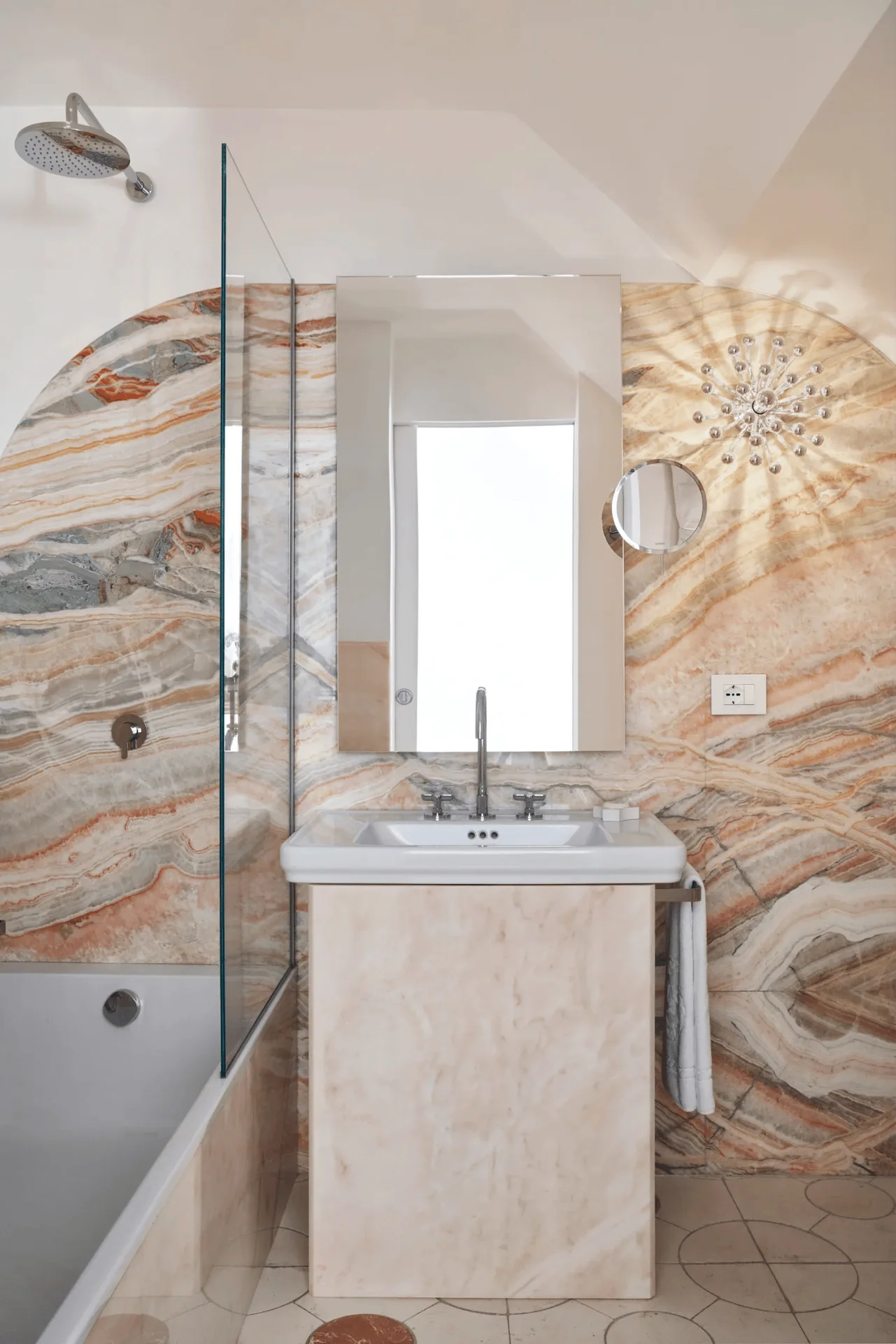 Built In Wash Ledge Mediterranean Tuscan bathroom decor