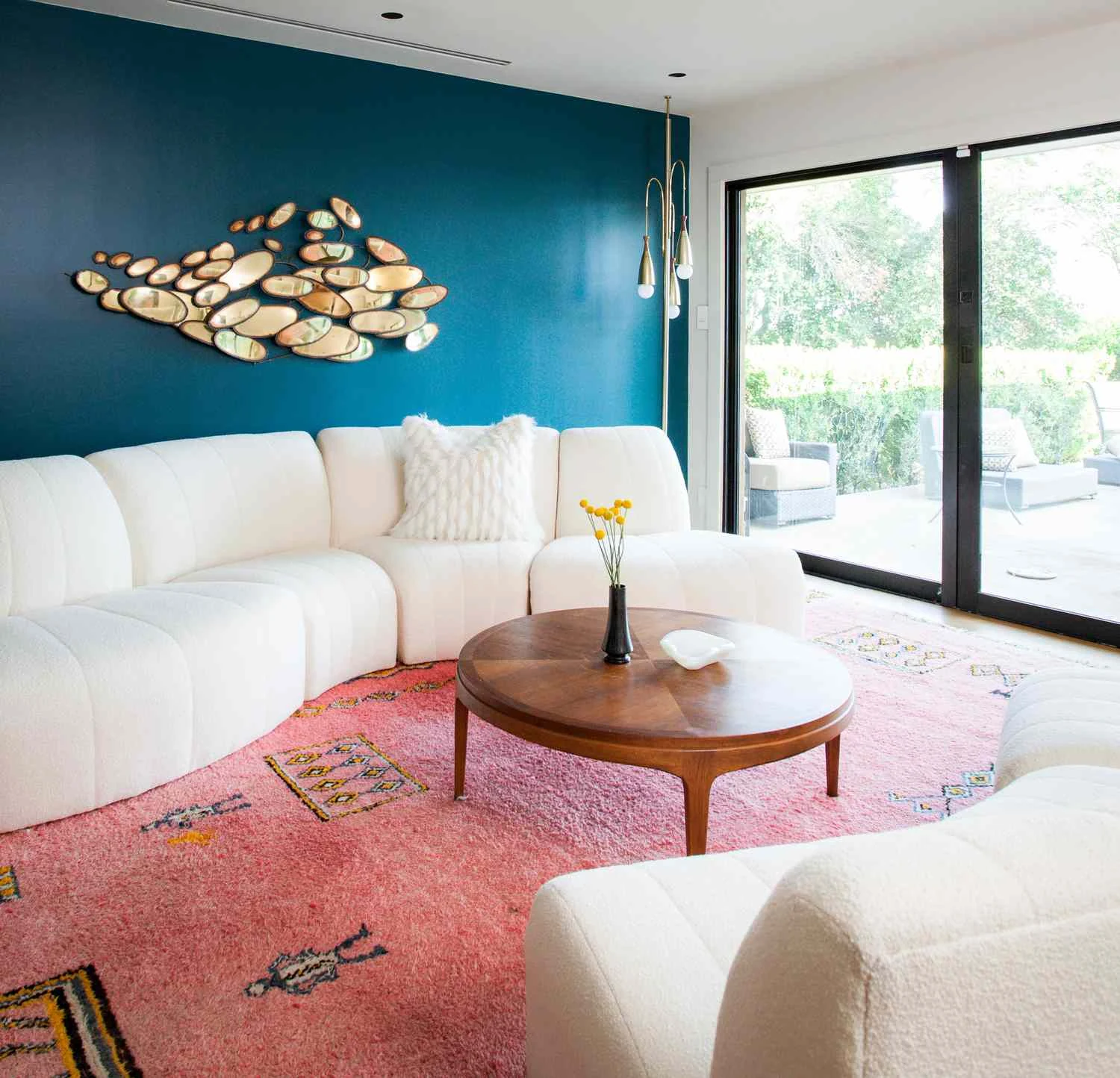 let the rug set the rules for a whimsical living room
