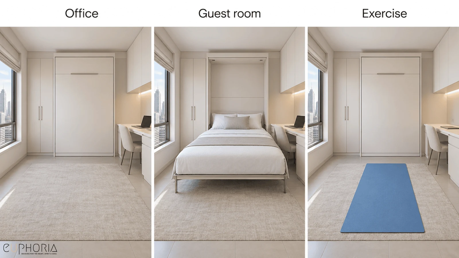 second bedroom used as an office a guest room or an exercise room