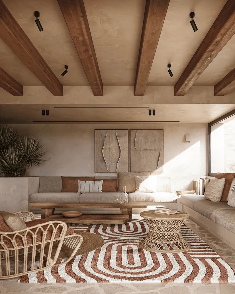 warm white walls and sheer linen for the living room mediterranean interior style